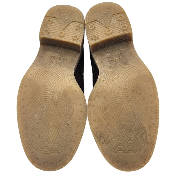 SOLD! CHANEL Lace-up Lug Sole Leather Ankle Boots Brown Booties 39.5 - Picture 15 of 16